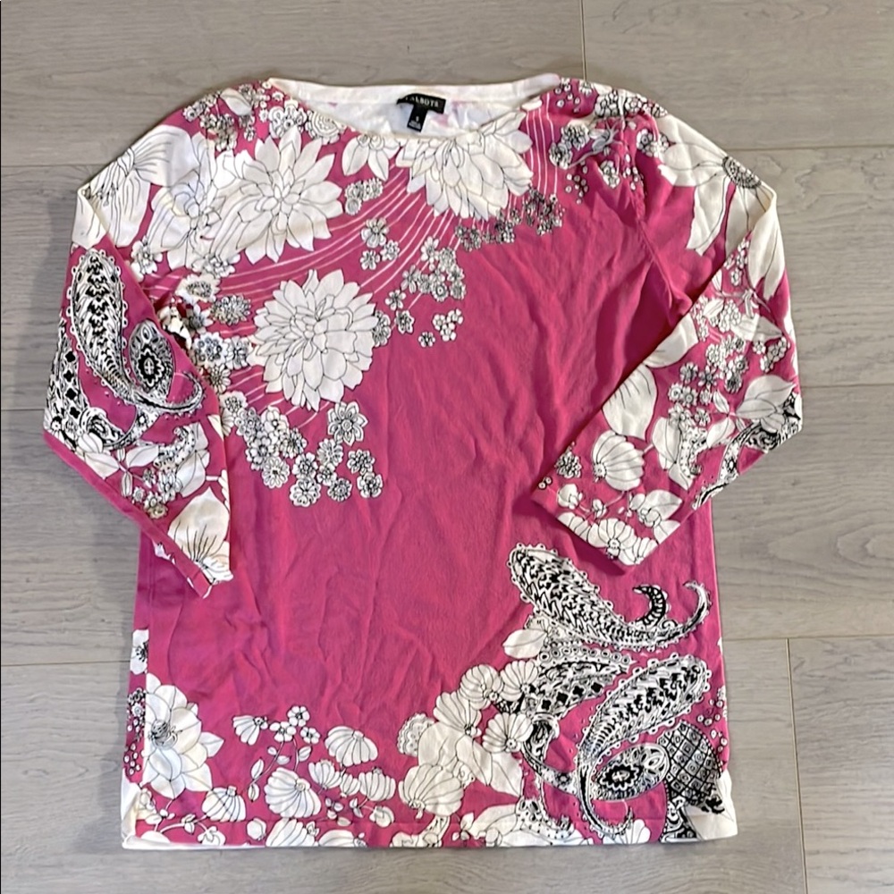NWOT Talbots pink floral sweater